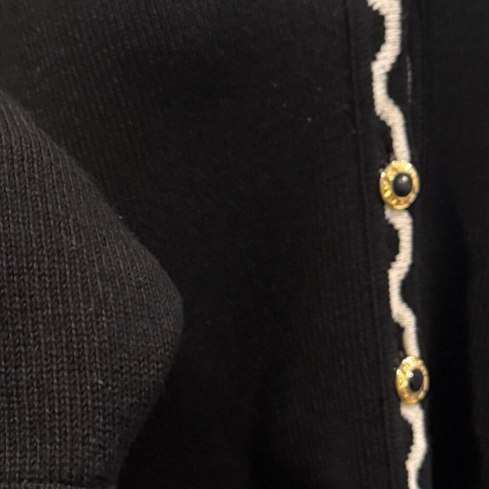 Epic Steven Vintage Black Cardigan Women Large White Trim  Preppy Classic Retro - Picture 4 of 9